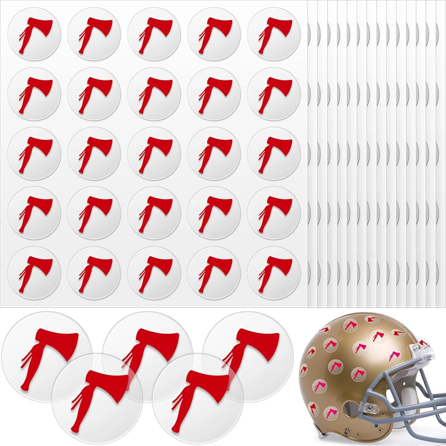 200 Pcs 8 Sheets Football Helmet Stickers Hatchet Award Decals 1-1/8 Inch Self Adhesive Hockey Stickers for Baseball Softball