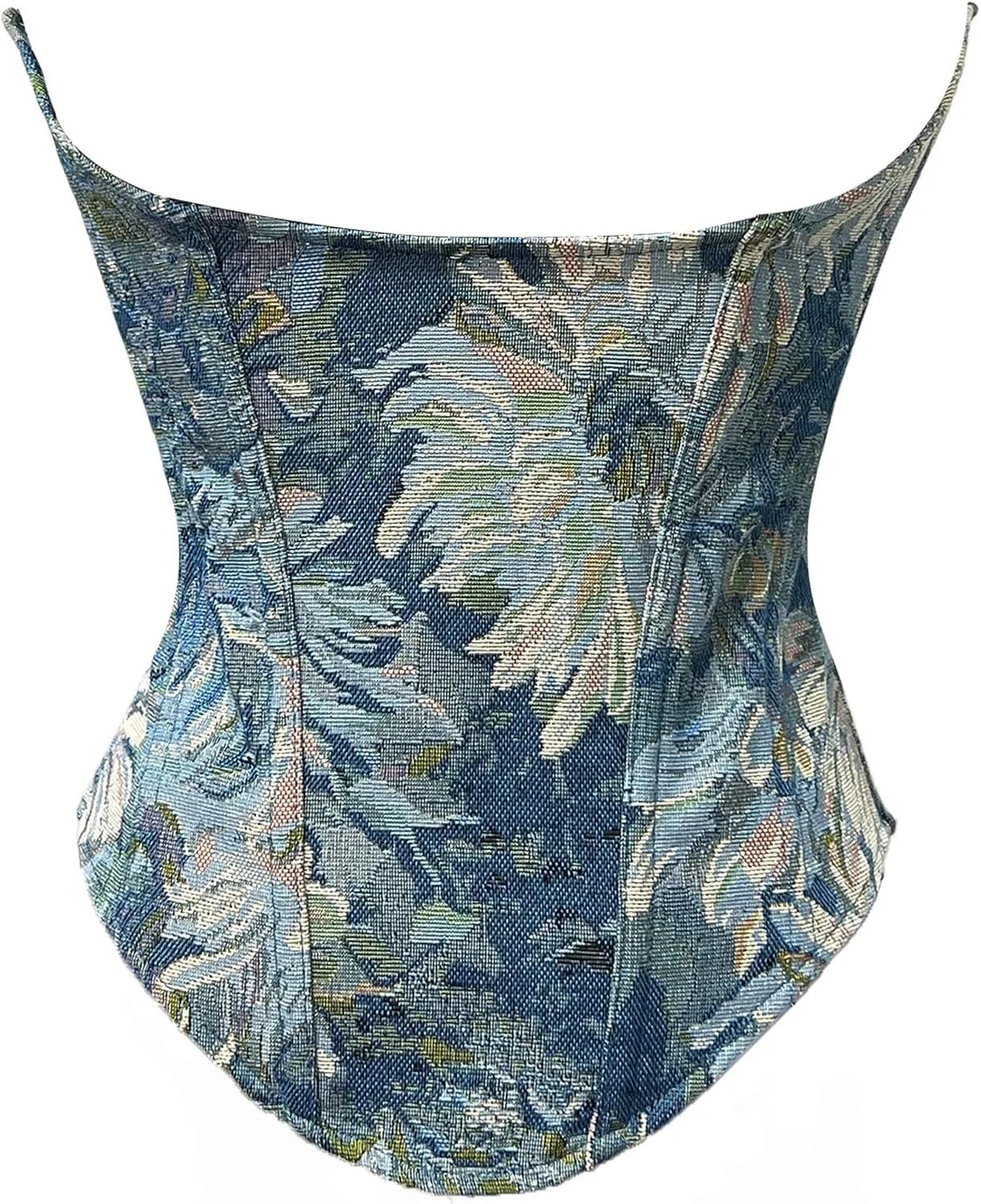Alivila.Y Fashion Corset Womens Brocade Underbust Boned Corsets Bustier Waist Trainer