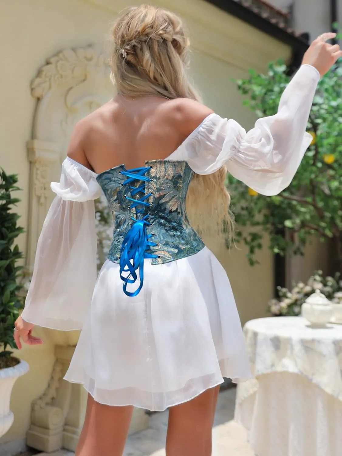 Alivila.Y Fashion Corset Womens Brocade Underbust Boned Corsets Bustier Waist Trainer