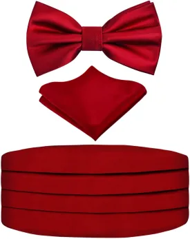 Alizeal Multicolored Silk Solid Cummerbund for Mens Gift Bow Tie Set