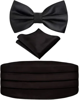 Alizeal Multicolored Silk Solid Cummerbund for Mens Gift Bow Tie Set
