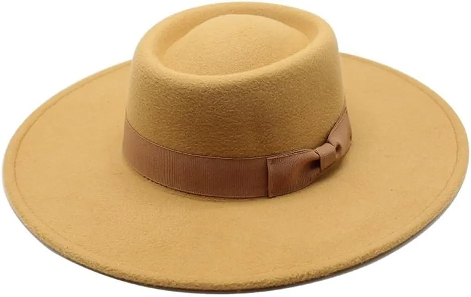and Winter Woolen Hat 9.5cm Big Brim Jazz Hat Men and Women Concave Top Black Hat Felt Hat Fengyan Cowboy Hats