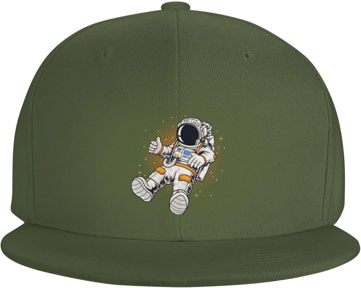 Astronauts Flying in Space Snapback Hats for Men Baseball Cap Trucker Hat Flat Brim Hats