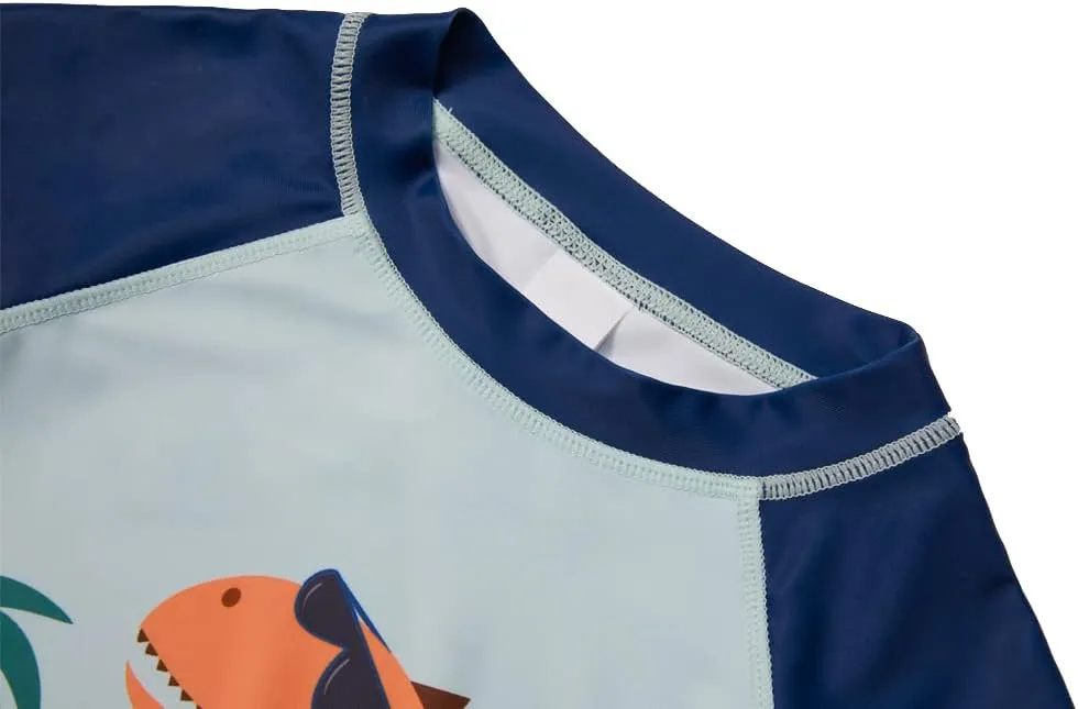 Baby Toddler Boys 3-Pieces Swimsuit Sets Blue Shark Bathing Suit Rash Guards Sunsuit Swimwear with Hat UPF 50  FBA