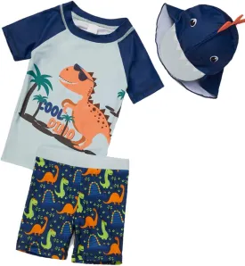 Baby Toddler Boys 3-Pieces Swimsuit Sets Blue Shark Bathing Suit Rash Guards Sunsuit Swimwear with Hat UPF 50  FBA