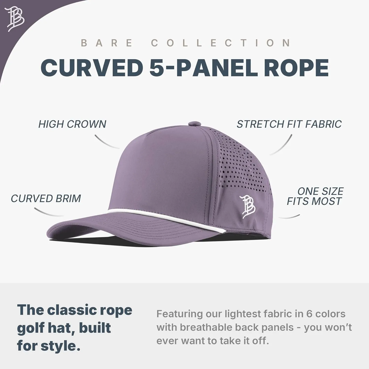 Branded Bills America Script Colored Leather 5 Panel Rope, Lightweight, Comfortable Baseball Cap