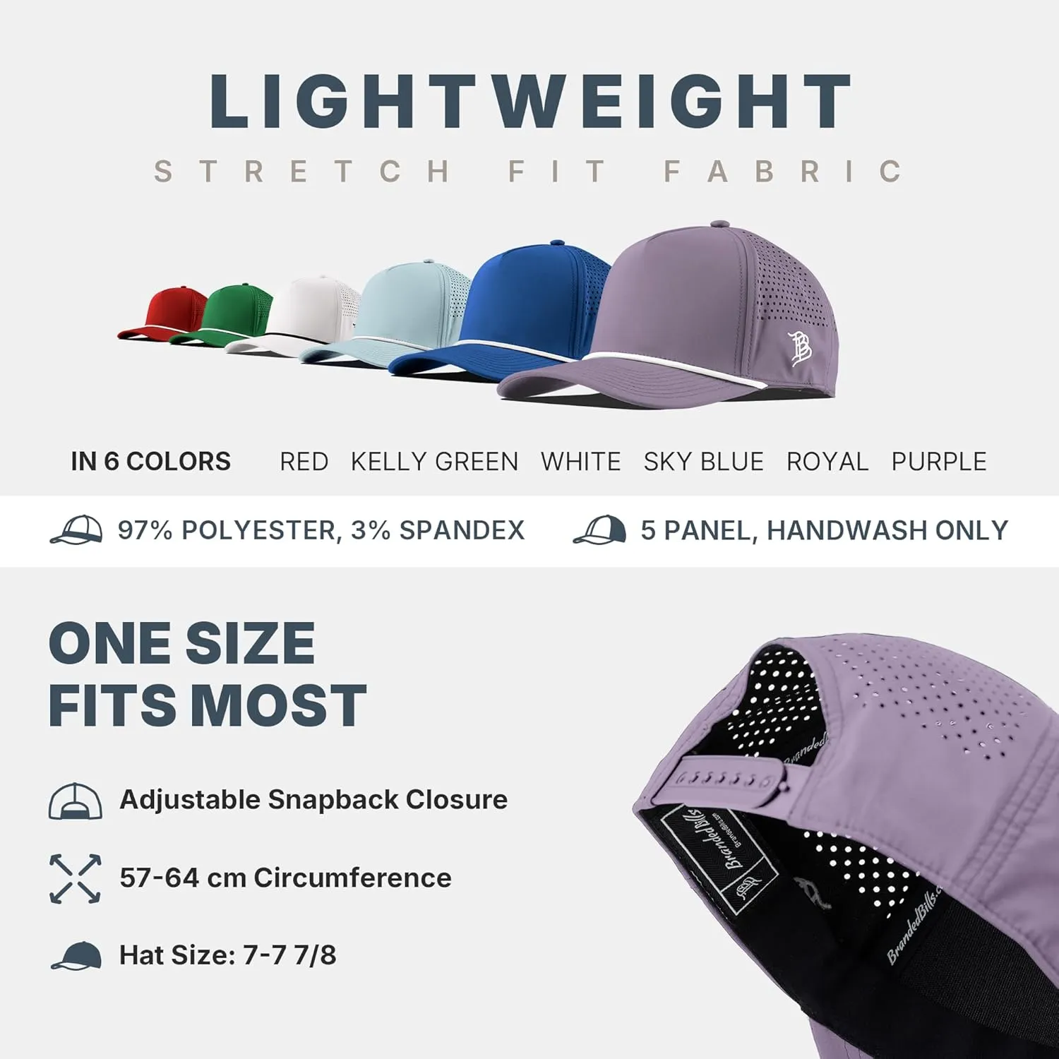 Branded Bills America Script Colored Leather 5 Panel Rope, Lightweight, Comfortable Baseball Cap