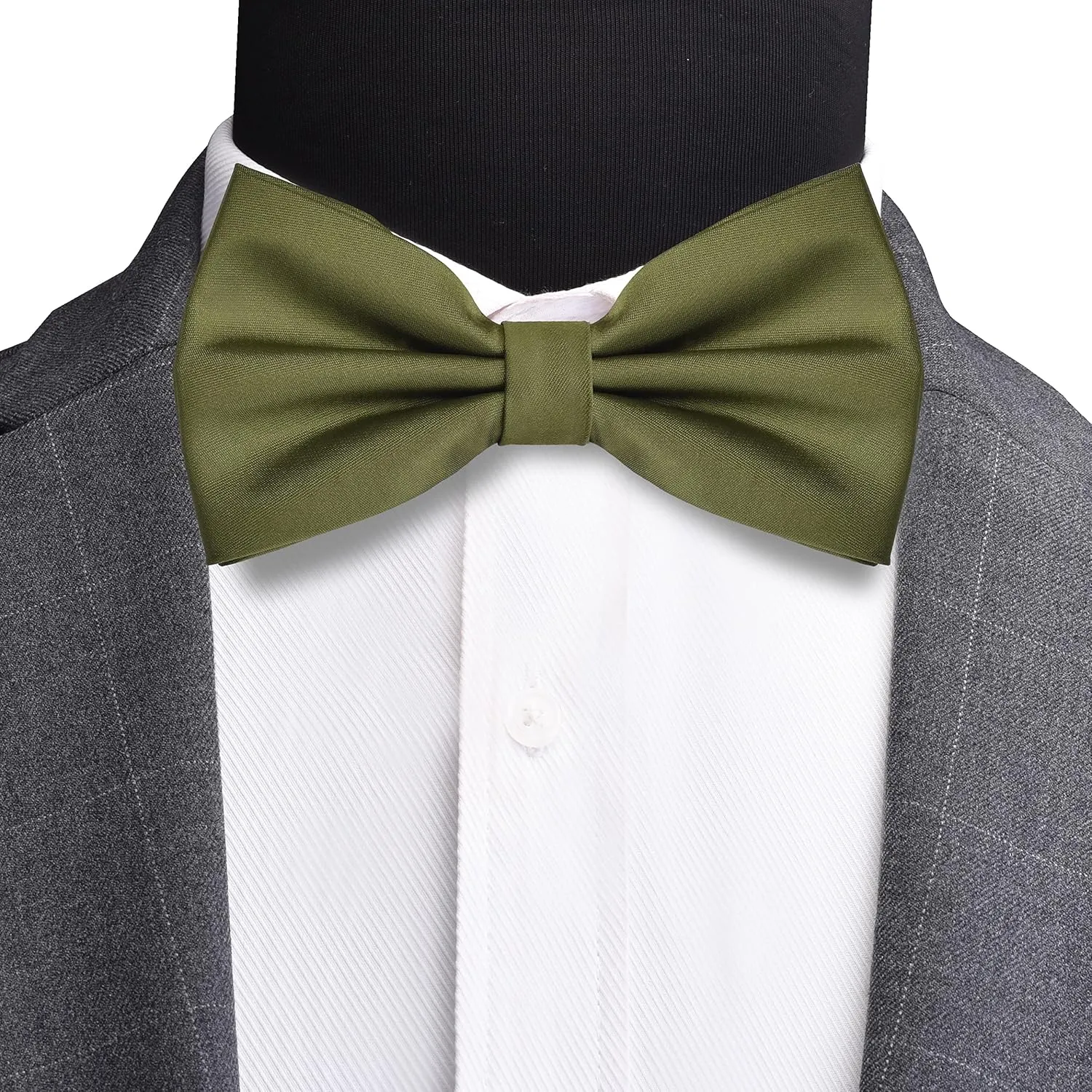 Branduce Mens Solid Color Double Fold Pre-tied Bow Tie and Pocket Square Set
