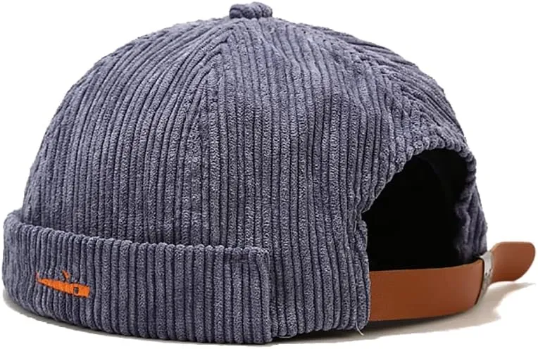 Corduroy Brimless Docker Hat for Unisex Stylish Adjustable Rolled Cuff Skull Cap Harbour Beanie Hats