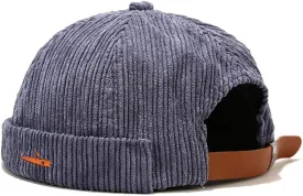 Corduroy Brimless Docker Hat for Unisex Stylish Adjustable Rolled Cuff Skull Cap Harbour Beanie Hats