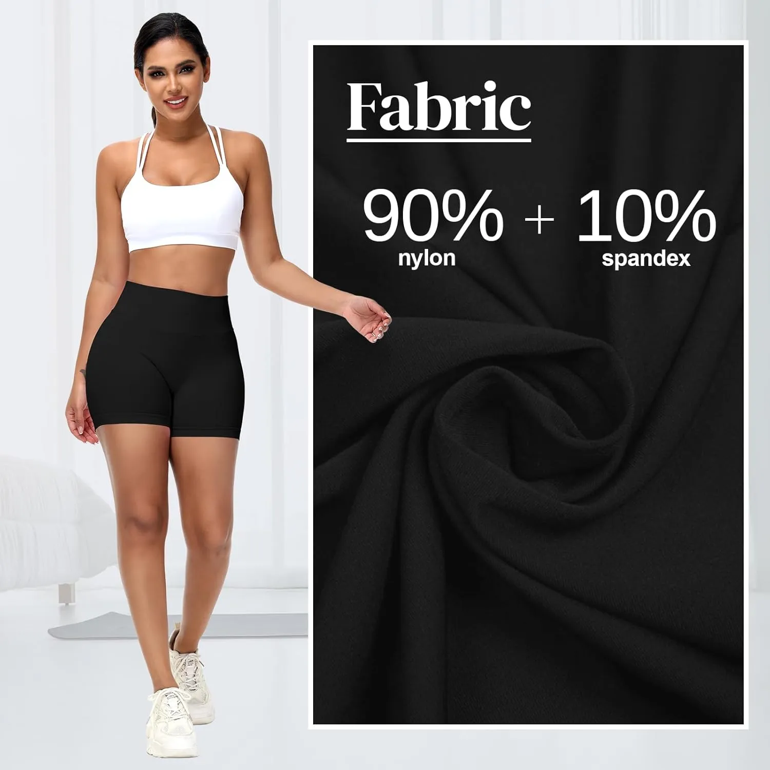 Coume 3 Pack Women Workout Impact Shorts 4.5" Scrunch Butt Lifting High Waisted Seamless Biker Athletic Gym Yoga Shorts
