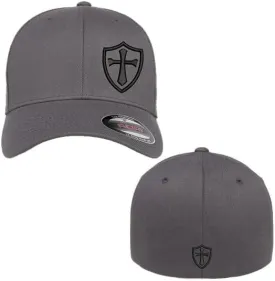 Crusader Cross Military Logo Front and Back Embroidered Flexfit Hat Black Grey Navy Red Olive Royal Blue Curved or Flat Brim