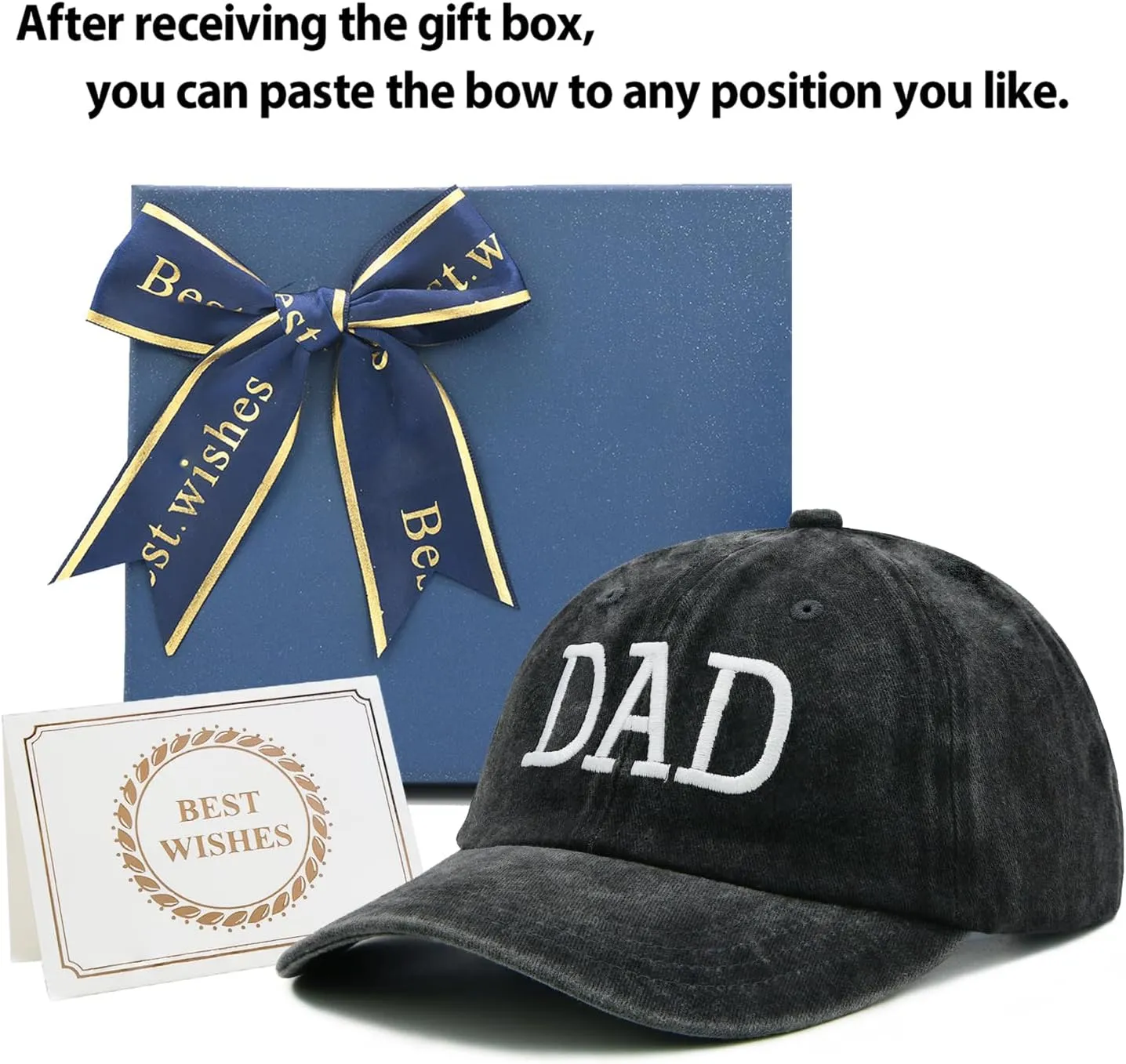 Dad Hats with Gift Box, Dad Gifts from Daughter Son Wife, Adjustable Daddy Baseball Cap
