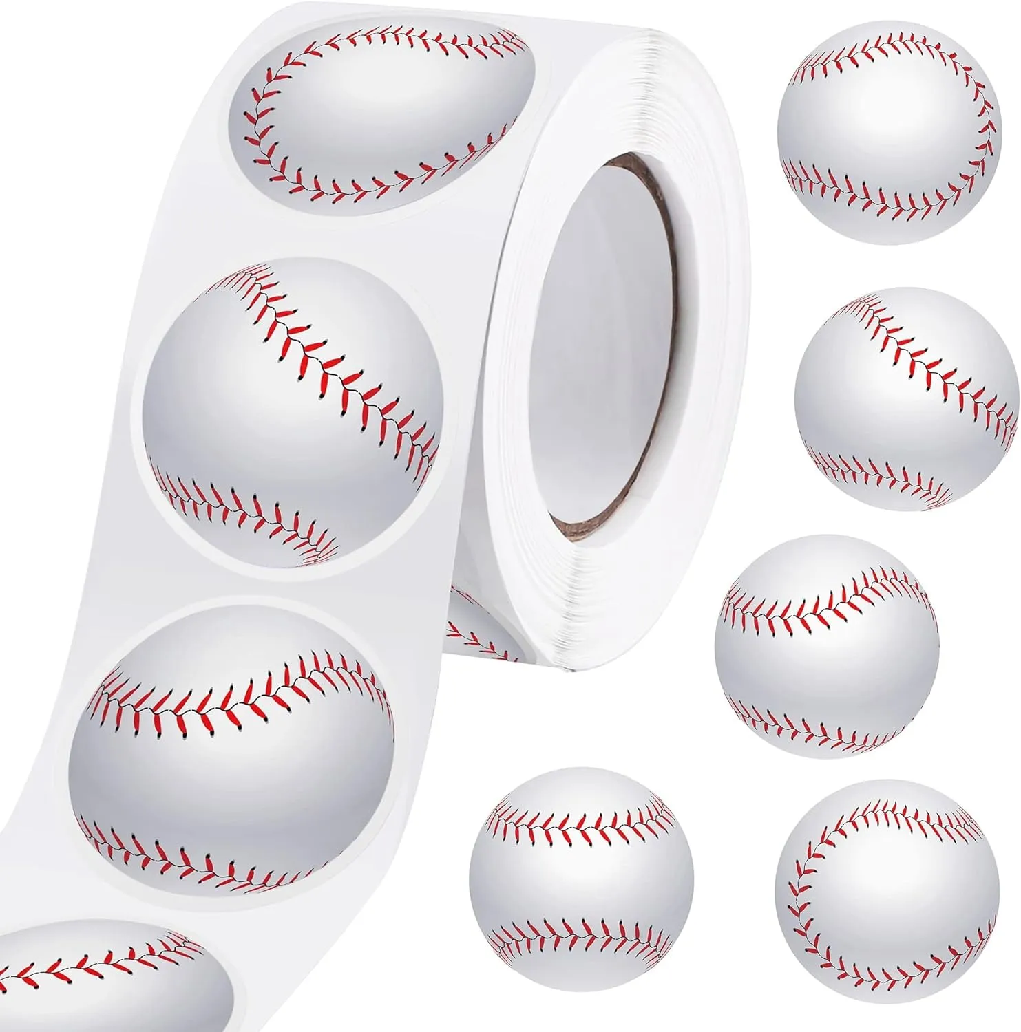 durony 500 Pieces Baseball Stickers Self-Adhesive Sports Ball Sticker Labels Roll Baseball Theme Party Decor Envelope Gift Bag Seal for Sports Party Supplies, Team Gift, Birthday Parties