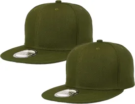 Falari 2-Pack Classic Snapback Hat Cap Flat Bill Blank Solid Color Adjustable Size Hip Hop Style