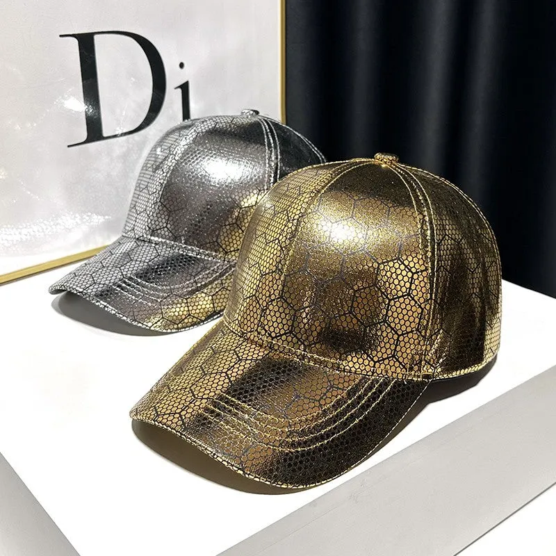 Golden plaid baseball cap peaked fashionable hats