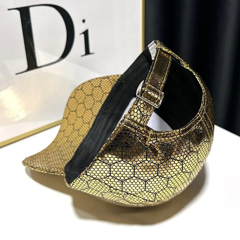 Golden plaid baseball cap peaked fashionable hats