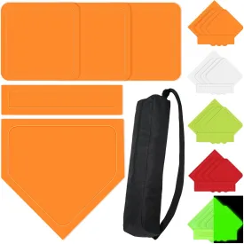 Hiboom 5 Pcs Baseball & Softball Base Set with Portable Carrying Bag 3 Throw Down Bases 1 Homeplate 1 Pitching Rubber for Kickball Softball Backyard Playground Practice Kids Adults