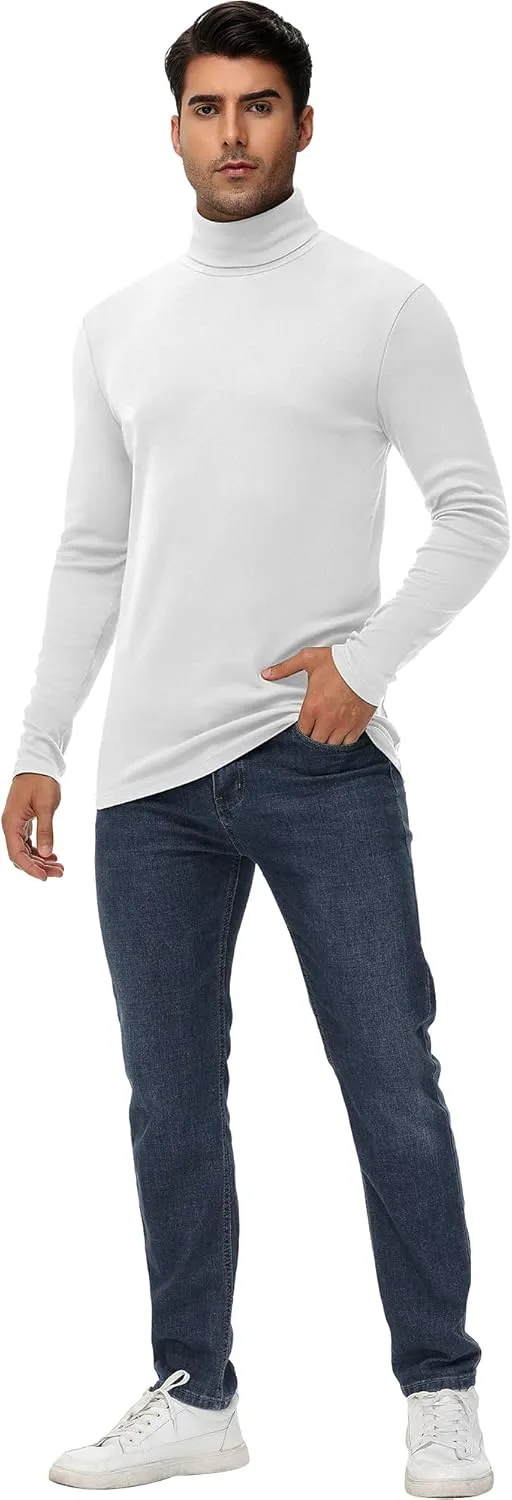 Huukeay 4 Pack Men's Turtleneck Shirts, Long Sleeve Casual Pullover Lightweight Slim Fit Knitted Sweaters Basic Soft Tops