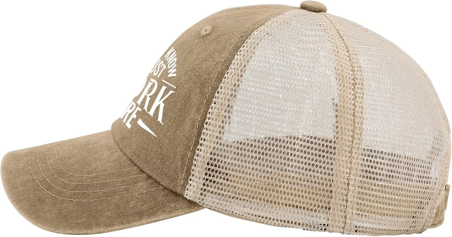 I Don't Know I Just Work Here Cap Party Hat AllBlack Hiking Hat Women Gifts for Her Outdoor Caps