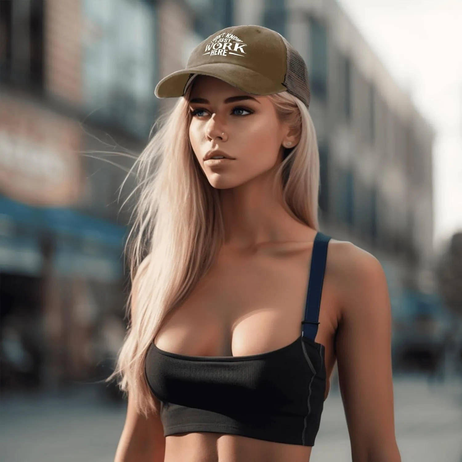 I Don't Know I Just Work Here Cap Party Hat AllBlack Hiking Hat Women Gifts for Her Outdoor Caps