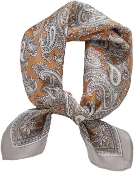 JERLA Women's Men's Small Square satin 100% Real Mulberry Silk Scarfs paisley Hair head face scarf 21" x 21"