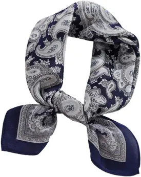 JERLA Women's Men's Small Square satin 100% Real Mulberry Silk Scarfs paisley Hair head face scarf 21" x 21"