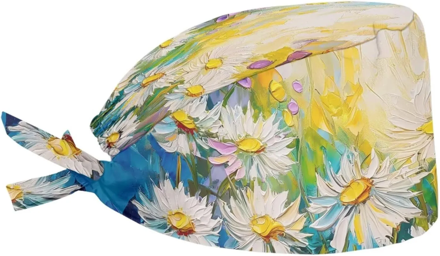 JoyLamoria Novelty Printed Cap with Sweatband Women Men Adjustable Tie Back Hats for Paiting