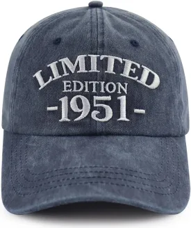 Limited Edition 1950 1951 1952 1953 1954 1955 1956 1957 1958 1959 Hat for Men Women, Adjust Birthday Baseball Cap