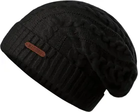 Merino Wool Beanie for Women Winter Hats Slouchy Knit Wool Lined Warm Ladies Soft Long Cuffed Caps Running Ski