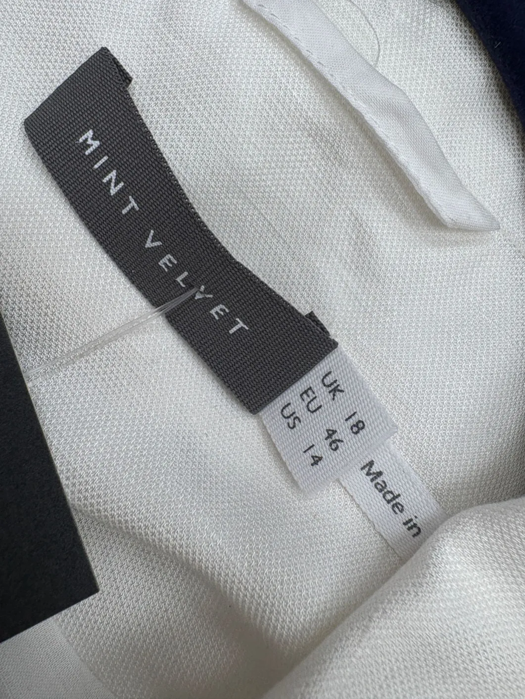 Mint Velvet White Linen Blend Double Breasted Blazer UK 18