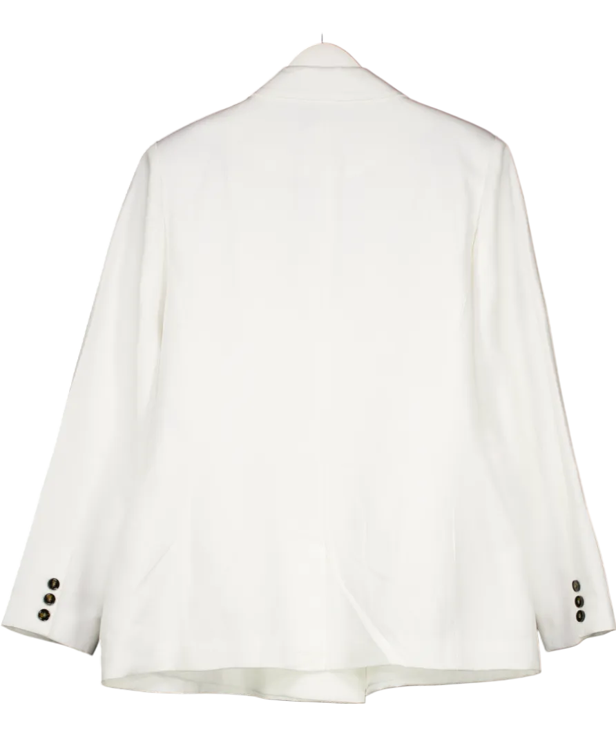 Mint Velvet White Linen Blend Double Breasted Blazer UK 18