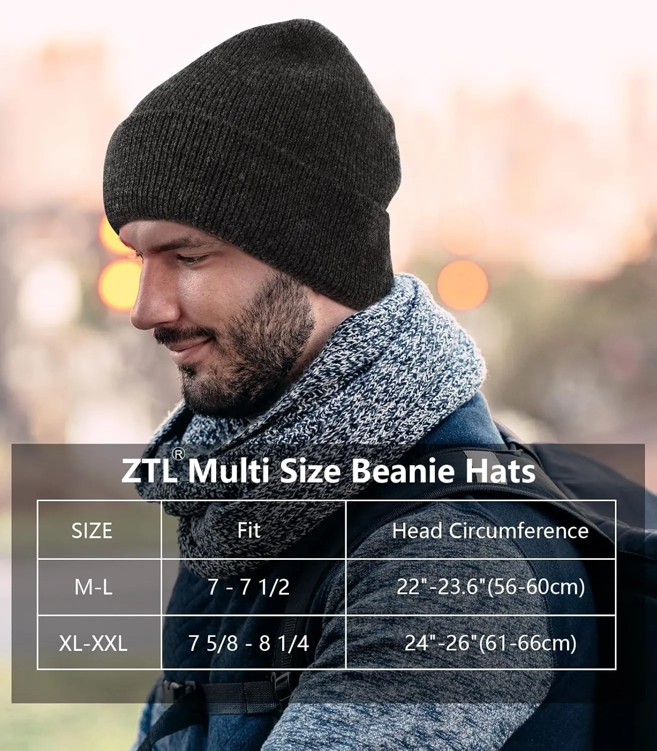 M/L/XL/XXL Waterproof Merino Wool Beanie for Men Women, Warm Fleece Lined Rainproof Windproof Winter Hat for All Weather