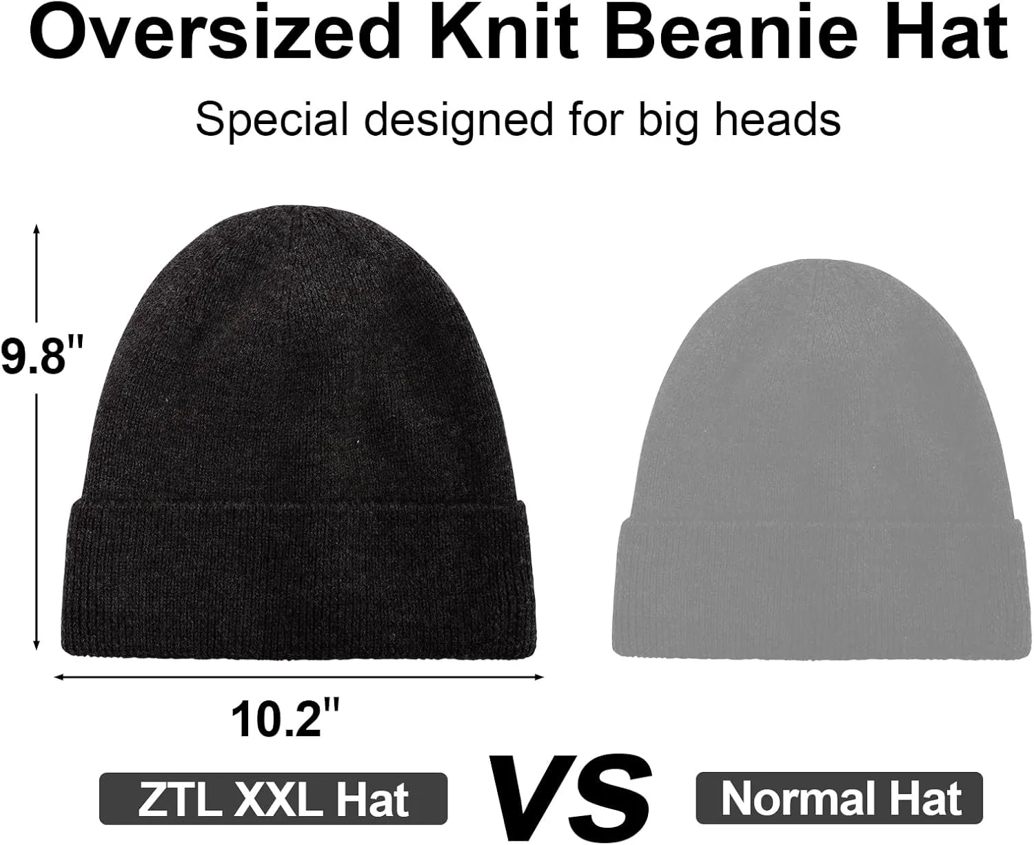 M/L/XL/XXL Waterproof Merino Wool Beanie for Men Women, Warm Fleece Lined Rainproof Windproof Winter Hat for All Weather