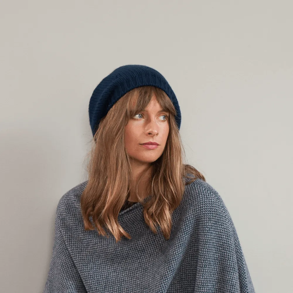 Navy Cashmere Beret