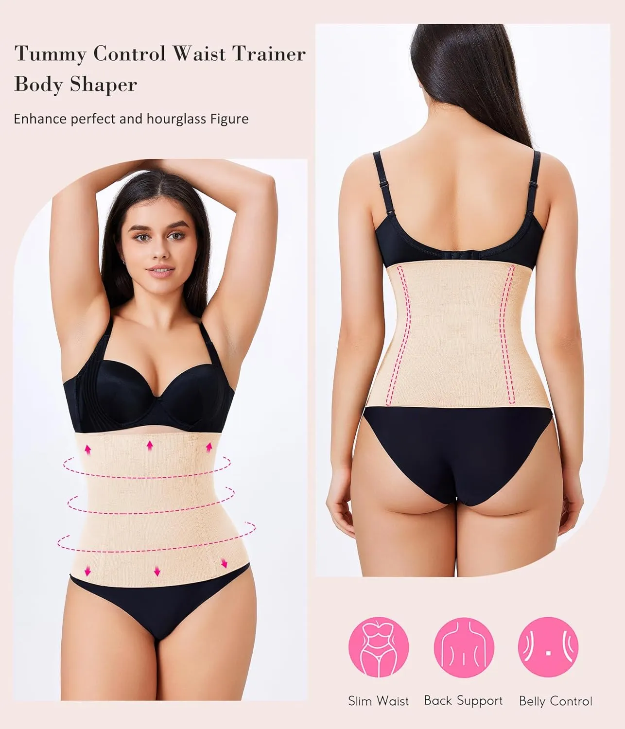 Nebility Womens' Waist Trainer Tummy Control Waist Cincher Slim Body Shaper