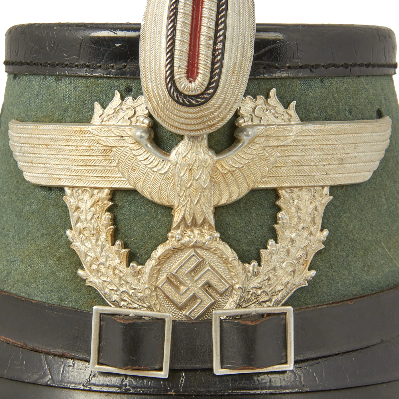 Original German WWII Private Purchase Metropolitan Police Shako with Silk Skullcap Liner