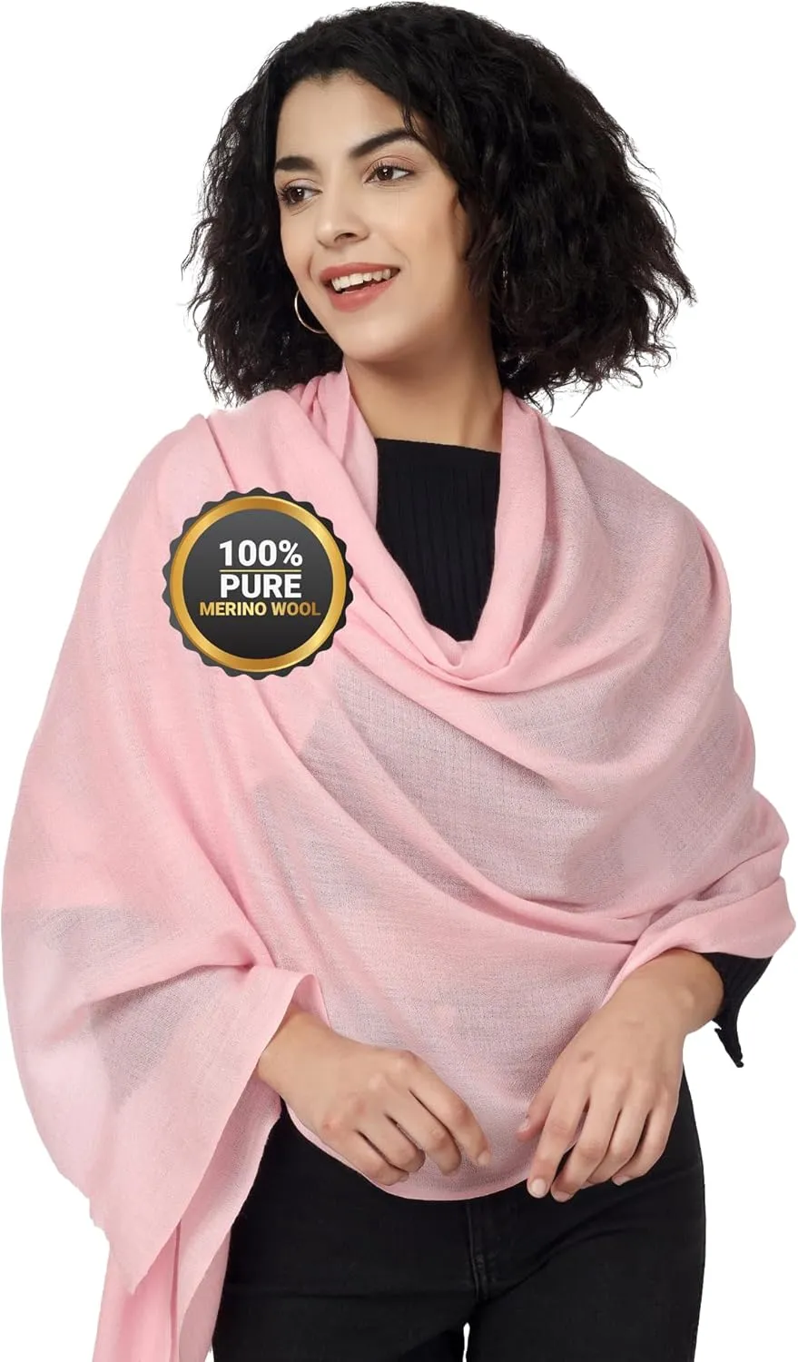 PASHWRAP Ultra-Thin Merino Wool Scarf Soft & Warm Kashmiri Cashmere Wrap for Women, Valentine's Gift Pack of 1