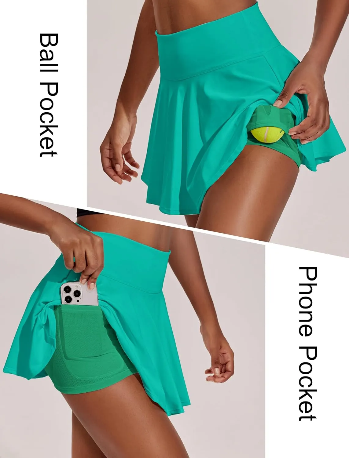 PINSPARK Womens Tennis Skirt Pleated Athletic Skirts with Pockets Shorts High Waisted Golf Skort for Workout Pickleball