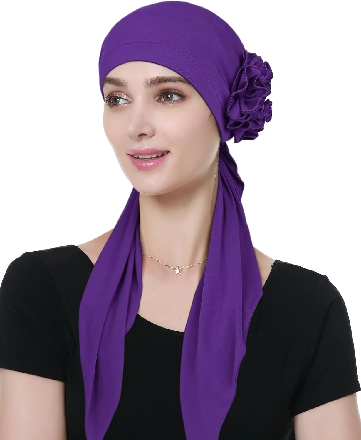 Pretied Head Scarves for Women Featuring Long Tail Finish Made of Stretchy Viscose