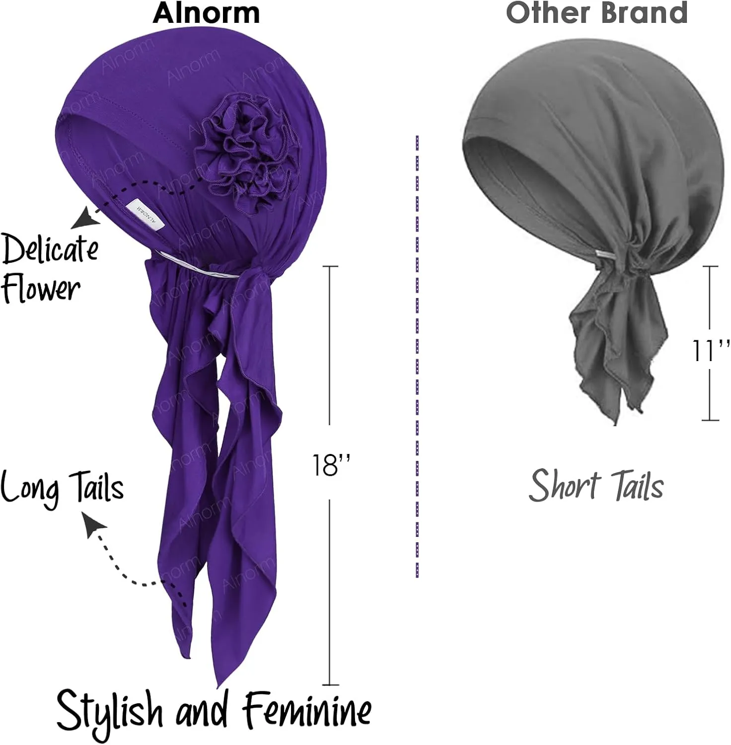Pretied Head Scarves for Women Featuring Long Tail Finish Made of Stretchy Viscose