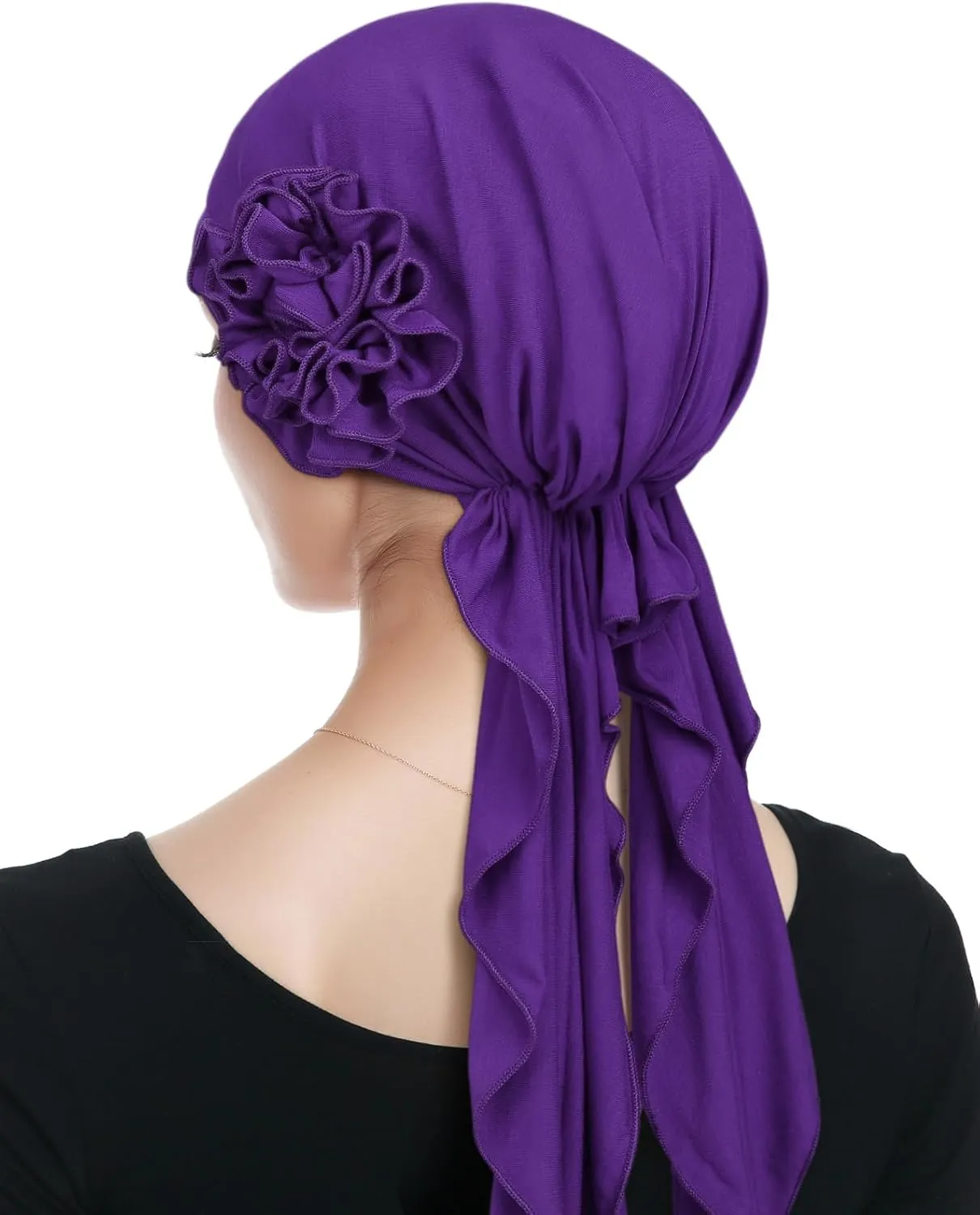 Pretied Head Scarves for Women Featuring Long Tail Finish Made of Stretchy Viscose