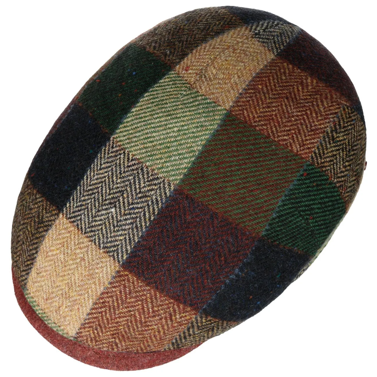 Salveno Wool Check Flat Cap by Alfonso D'Este