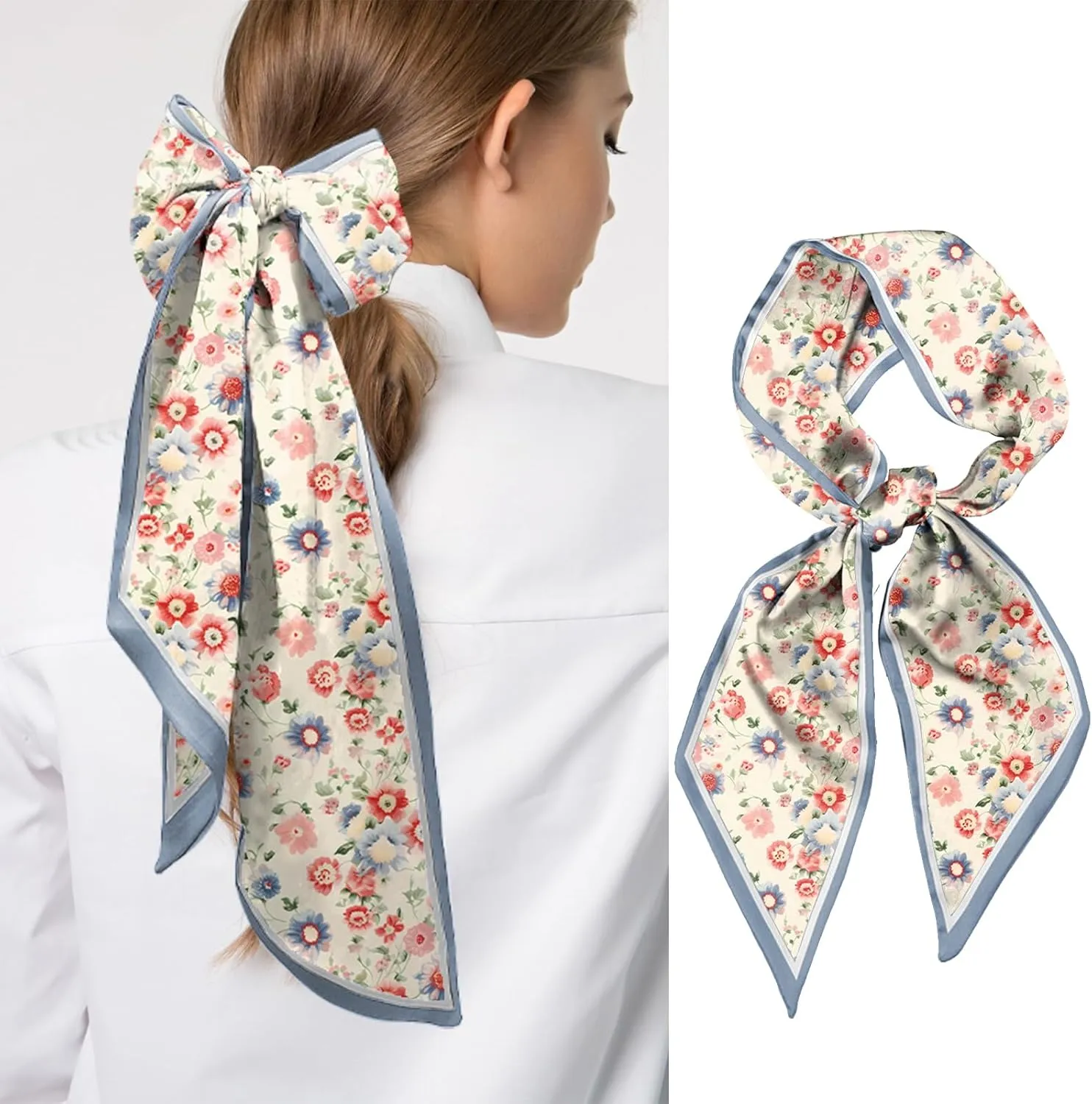 Scarf Silk Feeling Hair Head Long Neck Satin Fashion Scarfs for Bag Decoration Women Girls Cute Aesthetic 59 * 6.7