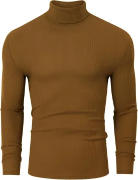 TURETRENDY Men's Stretch Muscle Tshirts Turtleneck Long Sleeve Knit Tees Casual Slim Fit Basic Shirt Tops