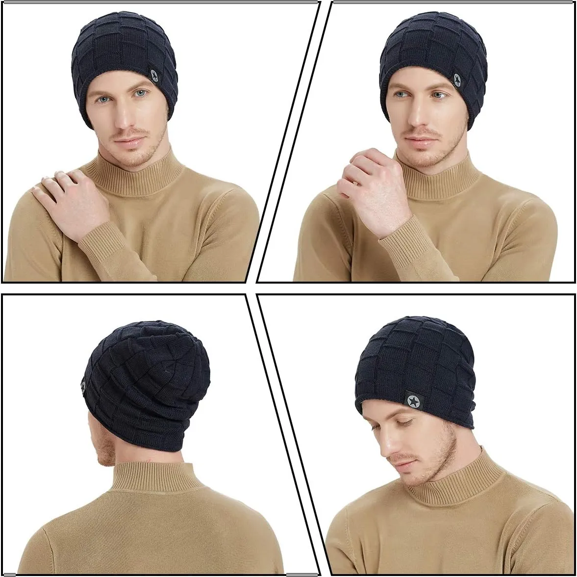 Winter Knit Warm Hat Thick Soft Stretch Slouchy Beanie Skully Cap for Men and Women