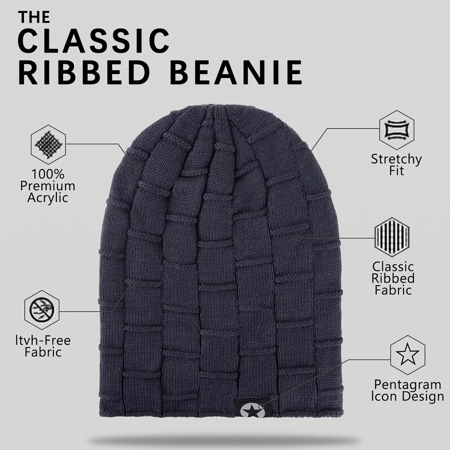 Winter Knit Warm Hat Thick Soft Stretch Slouchy Beanie Skully Cap for Men and Women
