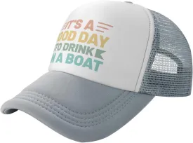 Womens Baseball Hats Drinking Party Mesh Cap Women's Cool Cap It is A Good Day to Drink On A Boat Caps
