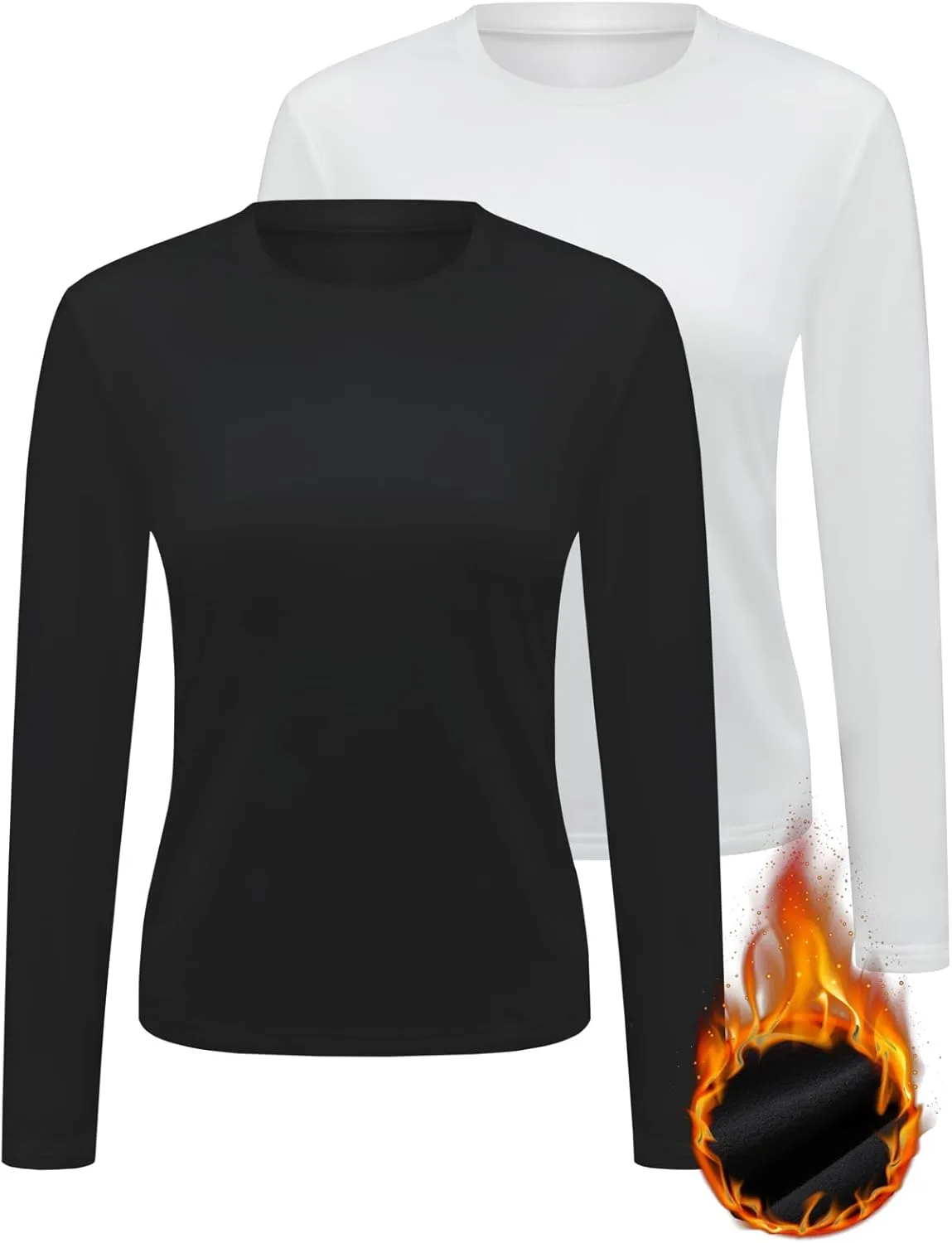 Womens Thermal Tops Long Sleeve Crew Neck Shirts Women's Ultra Warm Underwear for Cold Weather